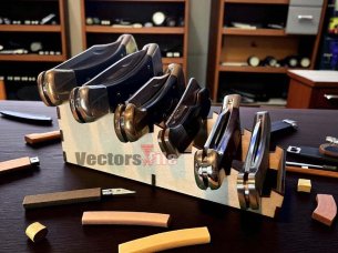 Laser Cut Wooden Pocket Knife Display Stand