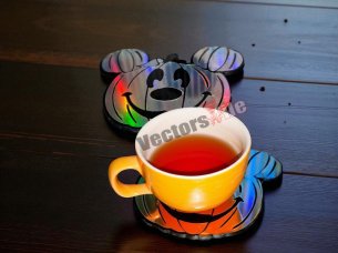 Laser Cut Mickey Pumpkin Coaster Design