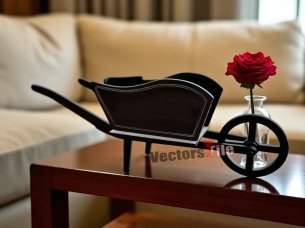 Laser Cut Wooden Wheelbarrow 3D Model for Decor Idea