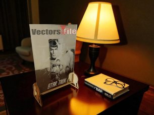 Laser Engraved Star Trek Origins Inverted Grayscale with Photo Frame Stand