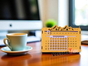 Laser Cut Wooden 3D Wooden Perpetual Lifetime Calendar Template