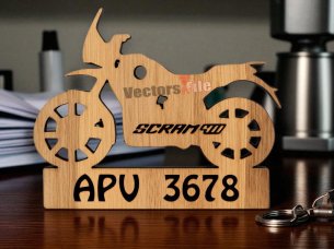 Laser Cut Wooden Motorcycle Keyring Template