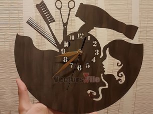 Laser Cut Beauty Salon Wall Clock Template