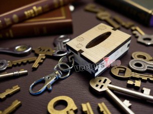 Laser Cut Wooden Tissue Box Keychain Design