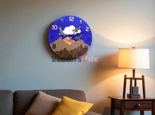 Laser Cut Mountain Wooden Round Wall Clock Design Wall Decor Idea