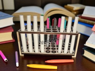 Laser Cut Wooden Desk Organizer Designed To Hold Pens Pencil and Markers Holder