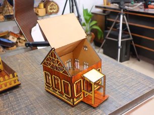 Laser Cut House Shaped Gift Box Design