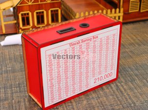 Laser Cut Umrah Saving Box With Printable Amount Pattern Template
