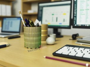 Living Hinge Pen and Pencil Holder Round Box Template
