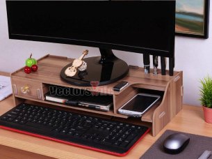 Laser Cut Office Desk Organizer Monitor Stand Design
