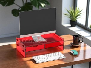 Laser Cut Acrylic Monitor Stand with Drawer Office Desk Organizer