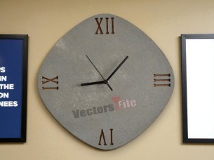 Laser Cut Concrete Style Wooden Wall Clock Design with Roman Numerals