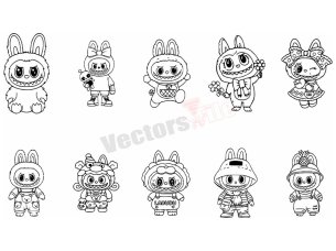 Laser Cut Labubu Doll Keychain Template
