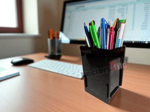 Laser Cut Acrylic Pen and Pencil Organizer Box for Office Desk