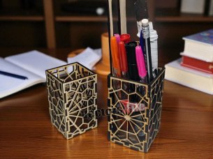 Laser Cut Pen and Pencil Holder with Jali Pattern Design