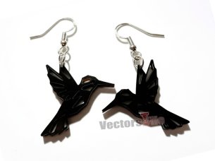 Laser Cut Acrylic Hummingbird Earrings Template