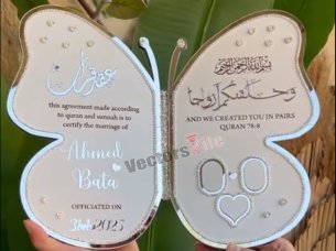 Butterfly Thumb Board Nikah Frame Laser Cut Acrylic Nikkah Book Butterfly
