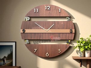 Laser Cut Modern Decorative Wooden 3D Layered Wall Clock