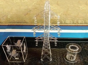 Laser Cut Acrylic Transmission Tower Pen and Pencil Holder Model
