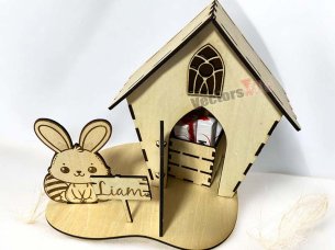 Laser cut Easter Gift Bunny House Egg Holder Decoration Ideas