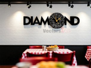 Laser Cut Diamond Pizza Shop Wall Clock Design