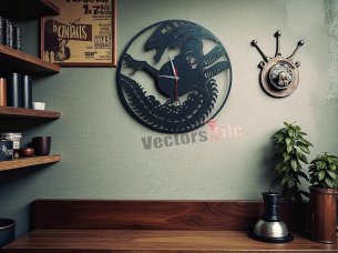 Laser Cut Alien Xenomorph Vinyl Wall Clock Design