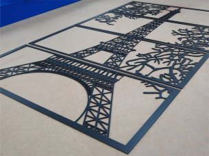 Laser Cut Wooden Set of Four Eiffel Tower Wall Decor Panels