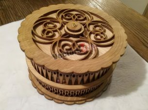 Laser Cut Round Gift Box Template Wooden Jewelry Box