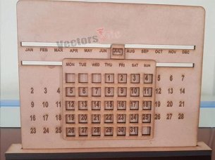Laser Cut Wooden Perpetual Desk Calendar Stand Template
