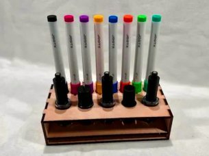 Laser Cut Wooden Office Desk Pen Holder Organizer