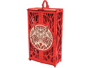 Laser Cut Drink Bottle Wolf Face Gift Box Design
