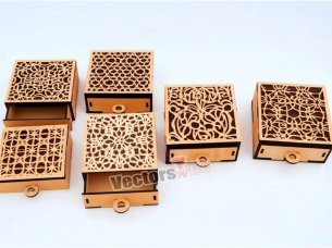 Laser Cut Wooden Storage and Decorative Gift Boxes Set Template