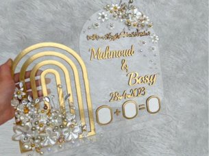 Laser Cut Acrylic Nikah Thumb Board Name Plate Design