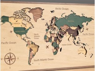 Laser Cut Multilayer 3D World Map Model Design