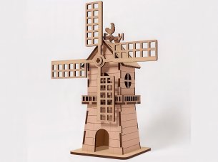 Laser Cut 3D Puzzle Windmill Model Kit