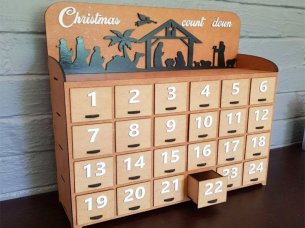 Laser Cut Wooden Advent Calendar Designed for Christmas Countdown