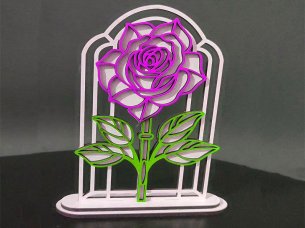 Laser Cut Wooden Art Rose Flower Stand Romantic Gift Decor Idea
