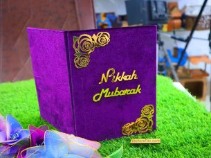Laser Cut Customized Nikkah Frame Velvet Nikkah Book Thumb Board