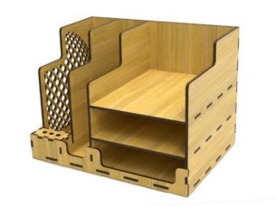 Laser Cut Office Stationery Desk Organizer Pen Holder and File Storage Rack