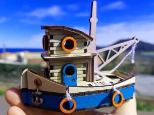 Laser Cut Fishing Boat Miniature Toy Model Design