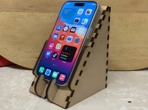 Laser Cut Wooden Table Phone Stand