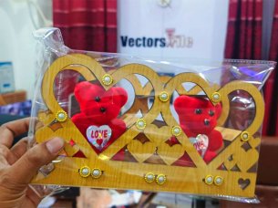 Laser Cut Teddy Bear Heart Gift Basket Template