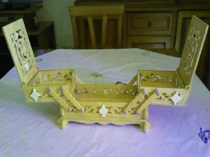 Laser Cut Wooden Cantilever Sewing Box Vintage Design