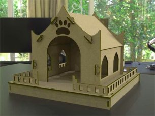 Laser Cut Wooden Cat House Design