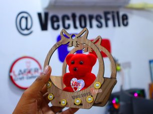 Laser Cut Teddy Bear Gift Basket Decor Idea