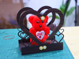 Laser Cut Decorative Teddy Bear Gift Basket for Decor and Gift Idea