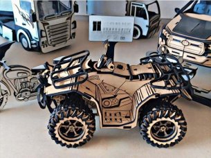 Laser Cut Wooden ATV Quad Bike 3D Toy Model Kit