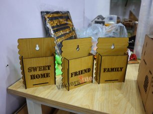 Laser Cut Wall Mounted Phone Holder Set