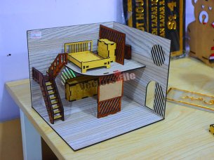 Laser Cut Dollhouse with Furniture Kit Template