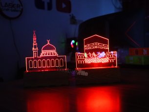 Masjid e Nabvi and Kaba Mubarak Laser Cut 3D Illusion Lamp Design